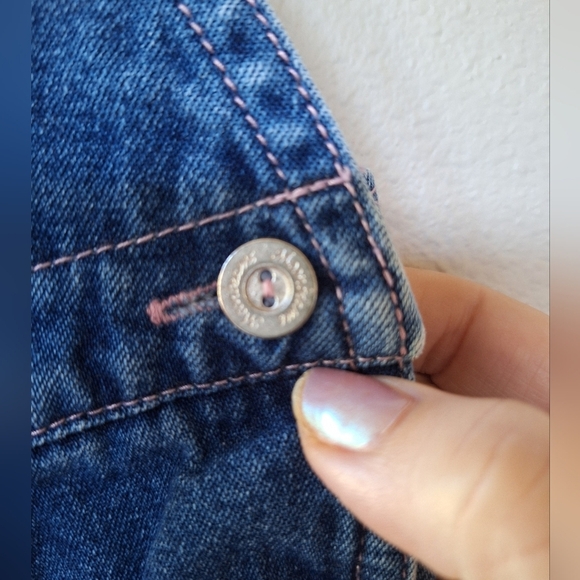 Vintage Moonbeams Denim Embroidered Baby Girl Overalls Snap Open Size 3-6 Months - Picture 7 of 10